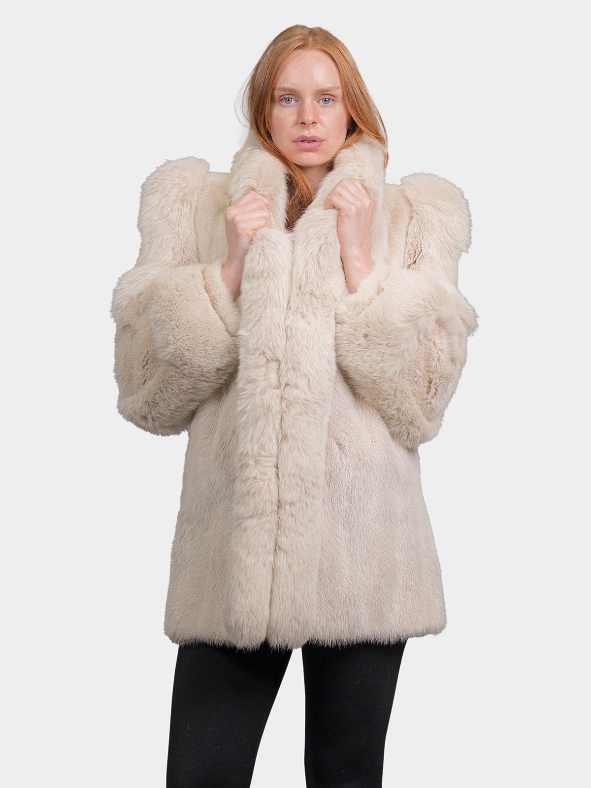 Women's Blush Mink Stroller with Fox Tuxedo