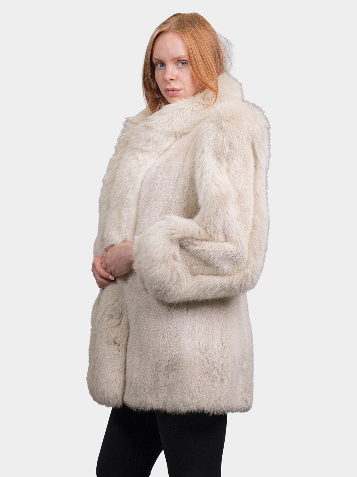 Women's Blush Mink Stroller with Fox Tuxedo