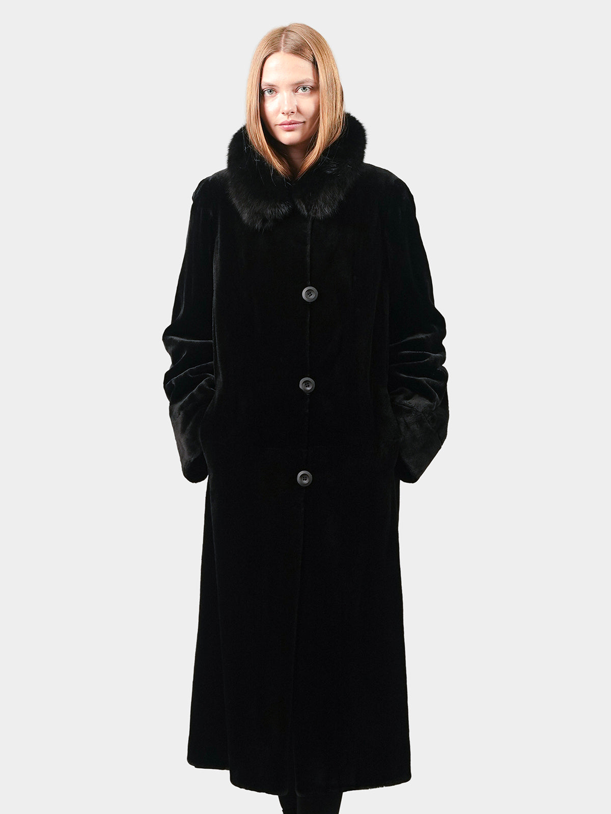 Women's Black Reversible Sheared Mink Coat