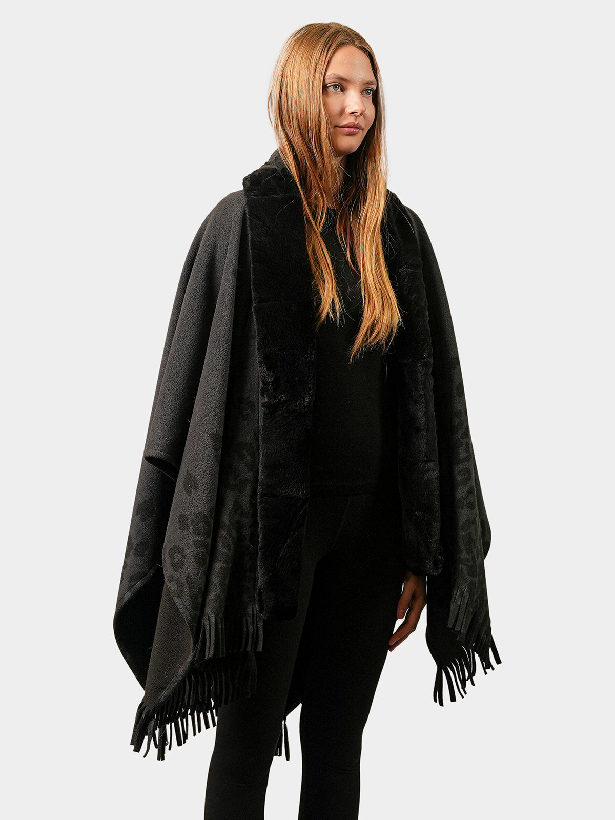 Women's Grey Animal Print Cape