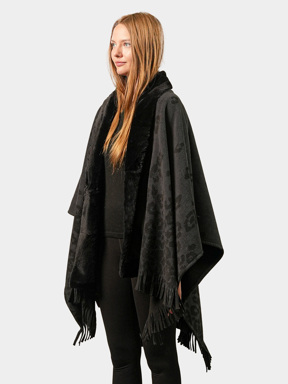 Women's Grey Animal Print Cape